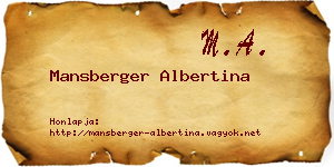 Mansberger Albertina névjegykártya